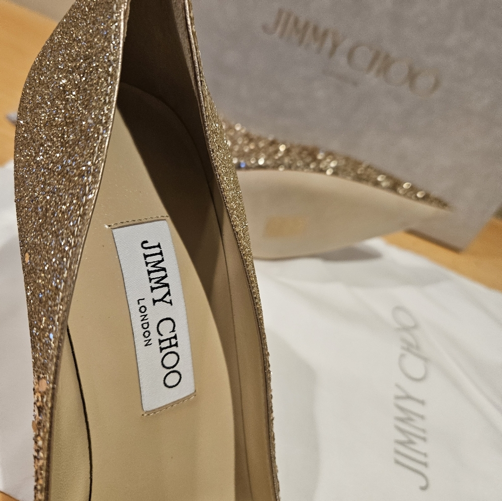 Jimmy Choo Women's Abel Gold Glitter Fabric - Picture 6 of 11
